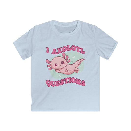 Kids T-Shirt - Cute Axolotl 'I Axolotl Questions' Funny Pun Design - OCDandApparel