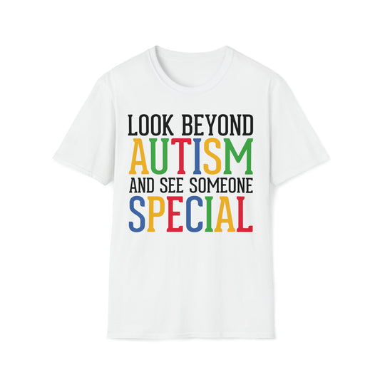 Look Beyond Autism - Unisex Softstyle T-Shirt - OCDandApparel