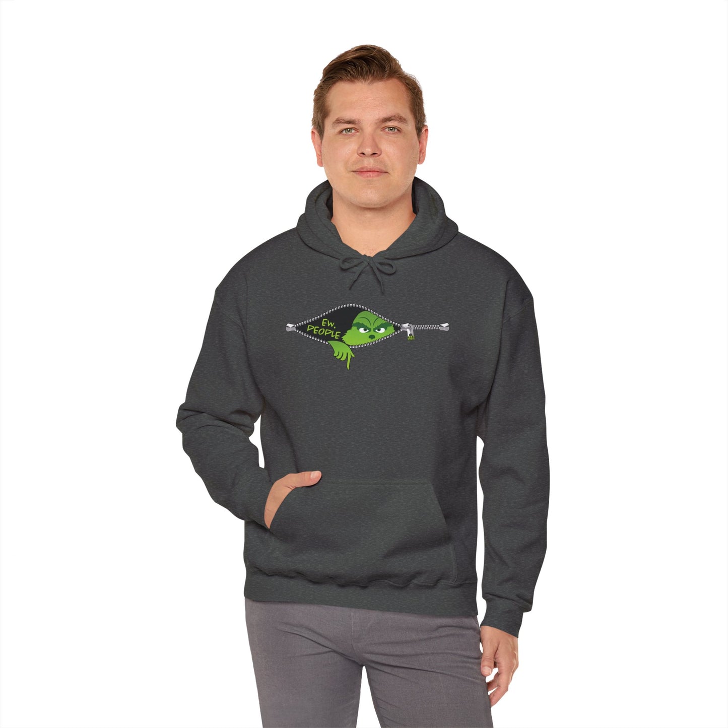 "Ew. People." Grinch Hoodie - Unisex Heavy Blend™ Hooded Sweatshirt - OCDandApparel