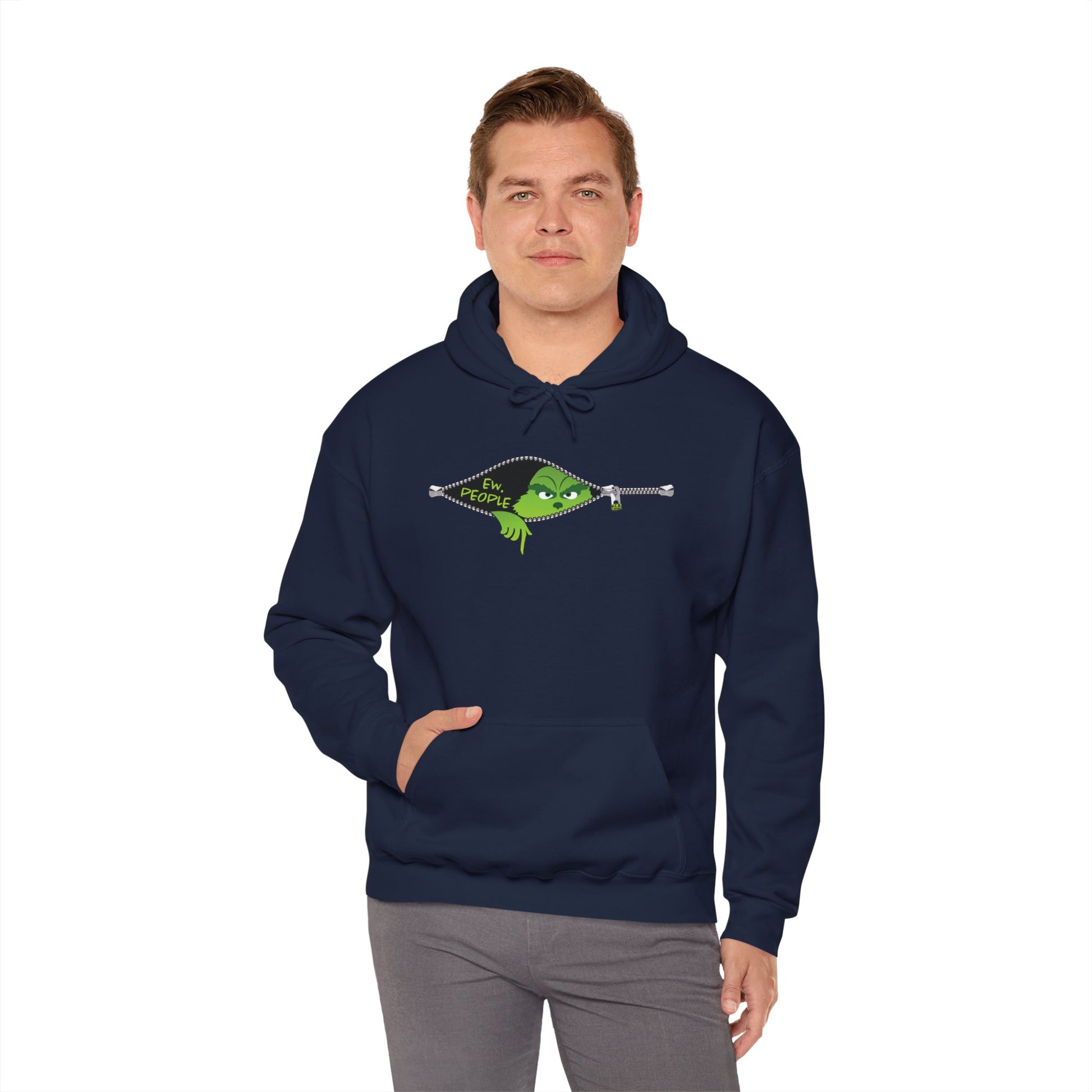 "Ew. People." Grinch Hoodie - Unisex Heavy Blend™ Hooded Sweatshirt - OCDandApparel