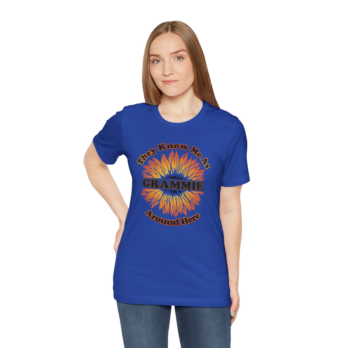 They Know Me As Grammie Around Here Sunflower - Unisex Jersey Short Sleeve Tee - OCDandApparel