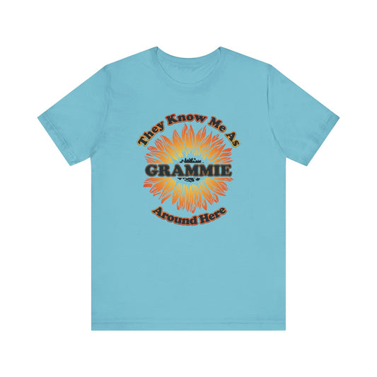They Know Me As Grammie Around Here Sunflower - Unisex Jersey Short Sleeve Tee - OCDandApparel