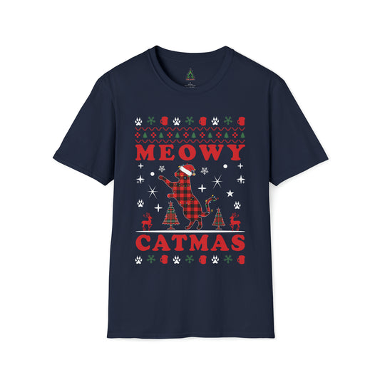 MEOWY CATMAS - Unisex Softstyle T-Shirt - OCDandApparel