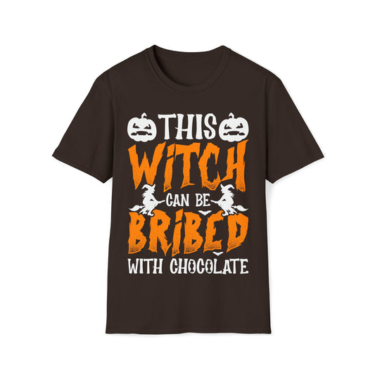 This Witch Can Be Bribed with Chocolate - Unisex Softstyle T-Shirt - Ohio Custom Designs & Apparel LLC