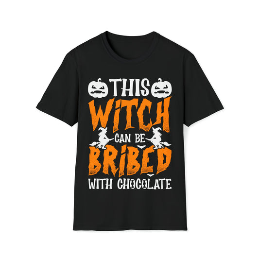 This Witch Can Be Bribed with Chocolate - Unisex Softstyle T-Shirt - Ohio Custom Designs & Apparel LLC