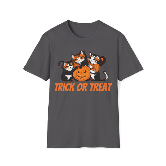 Trick or Treat Kitties - Unisex Softstyle T-Shirt - Ohio Custom Designs & Apparel LLC
