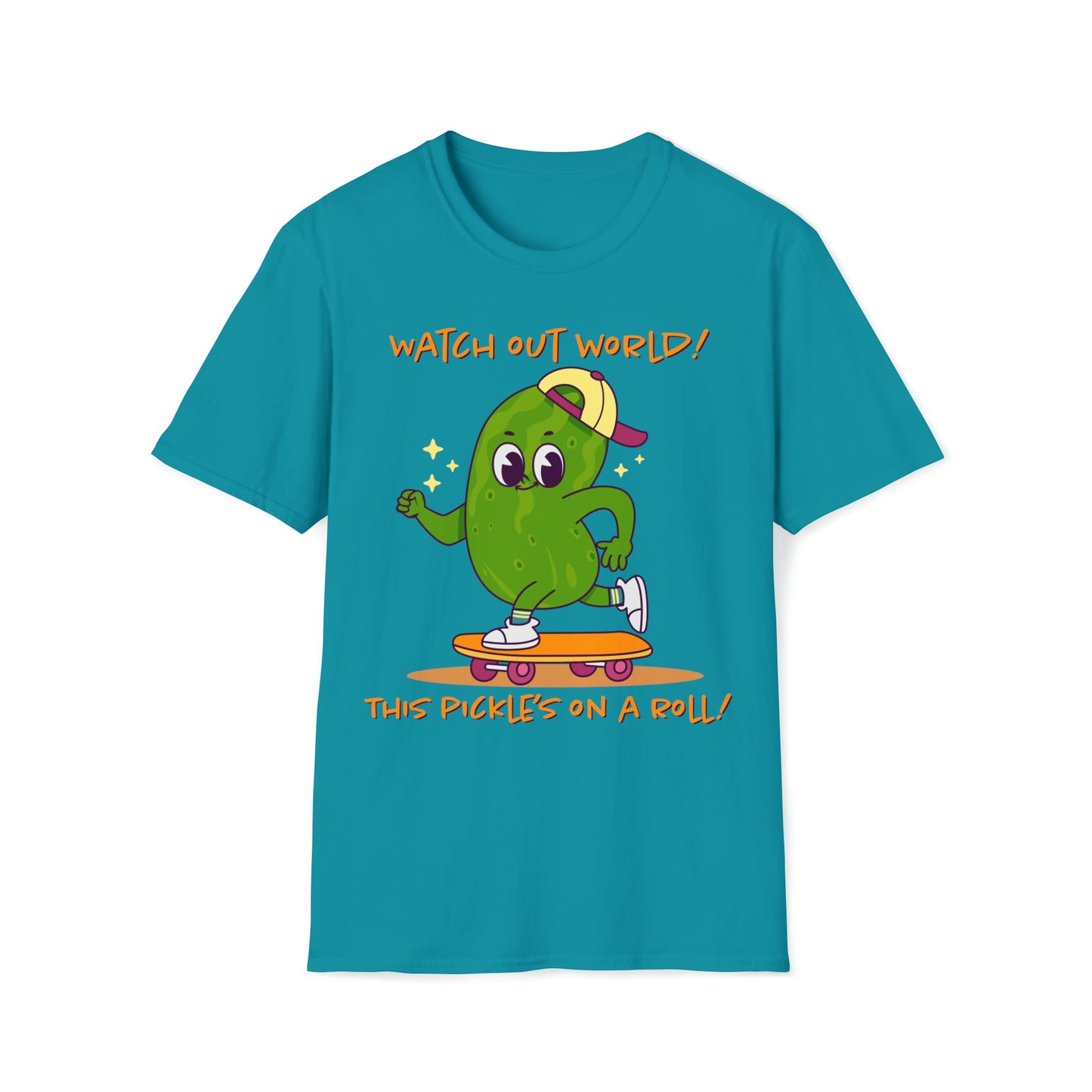 Watch out World! This Pickle's on a Roll! - Unisex Softstyle T-Shirt - Ohio Custom Designs & Apparel LLC
