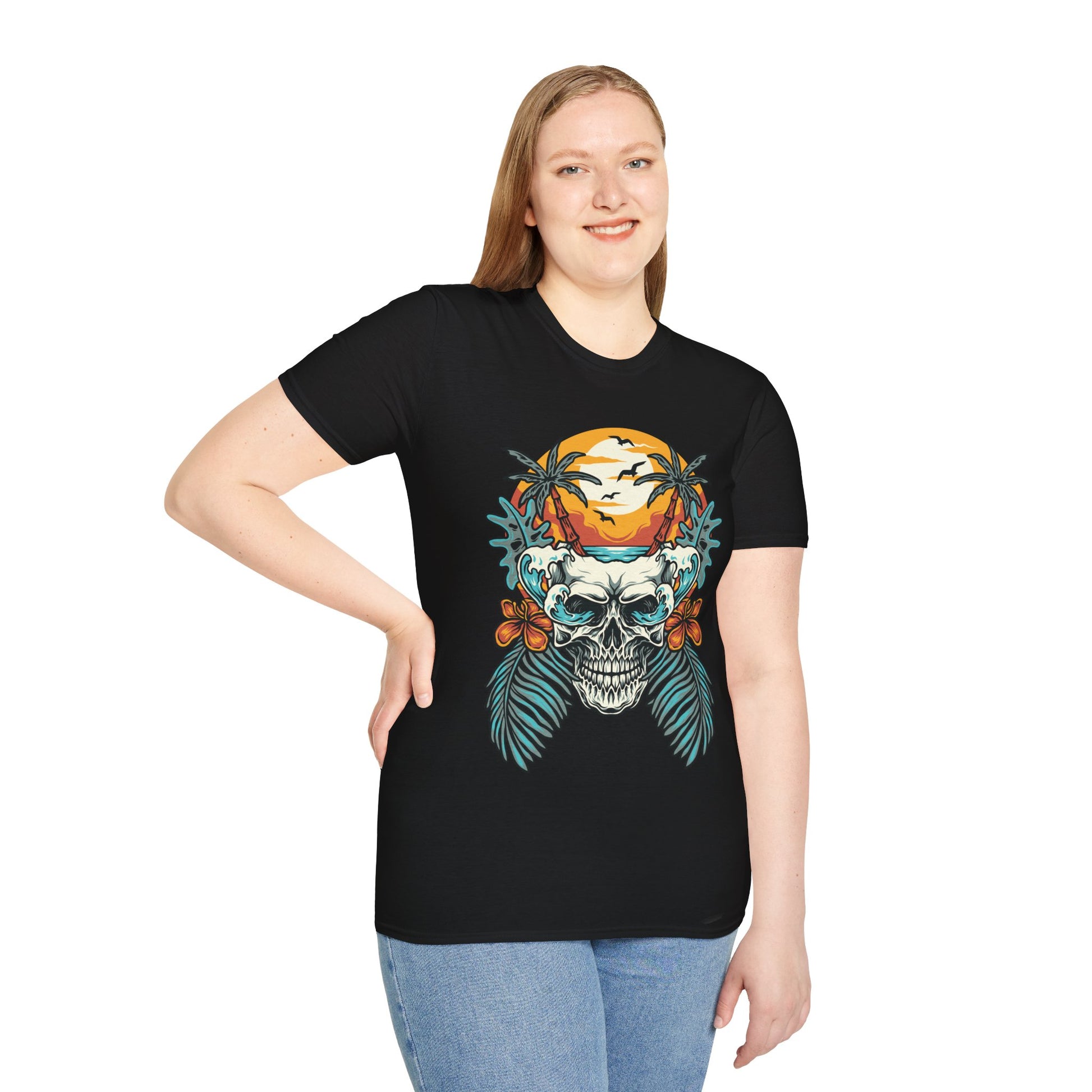 Summer Beach Skull - Unisex Softstyle T-Shirt - OCDandApparel