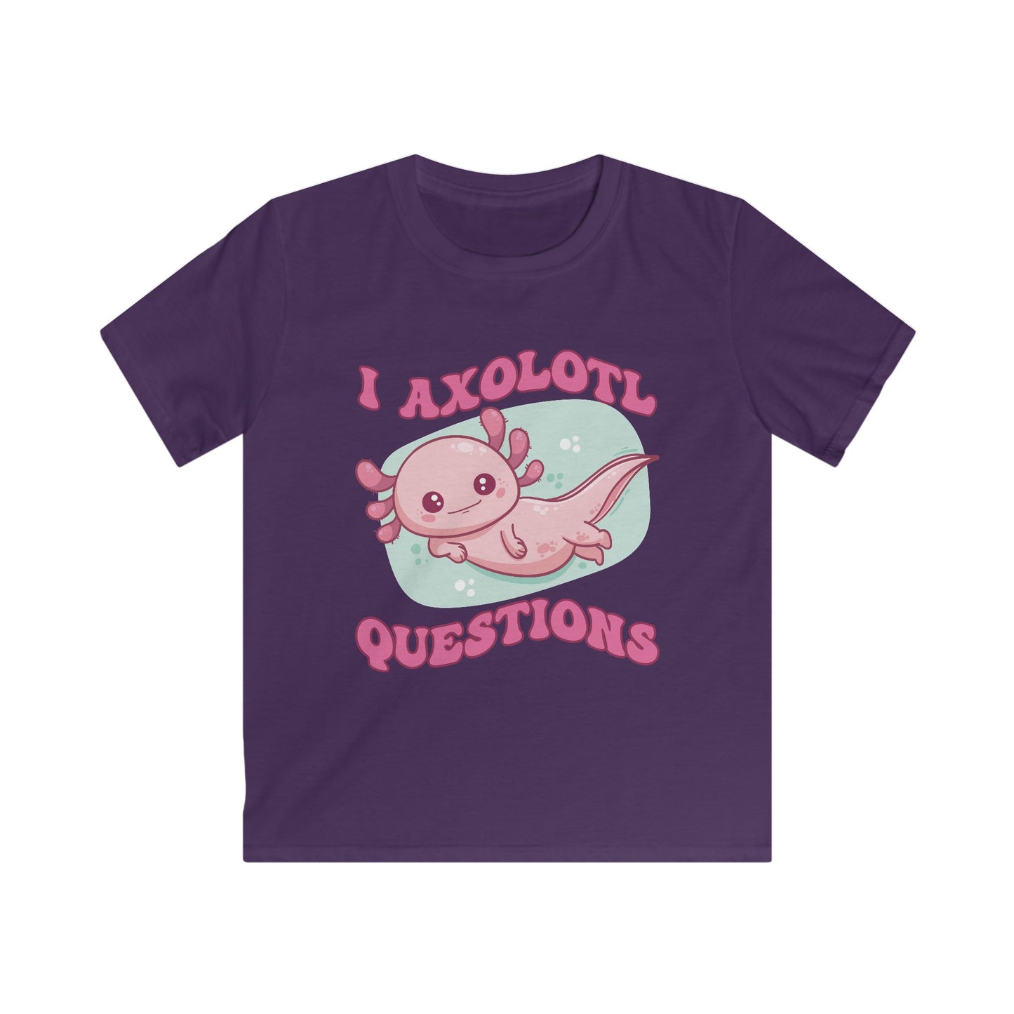 Kids T-Shirt - Cute Axolotl 'I Axolotl Questions' Funny Pun Design - OCDandApparel
