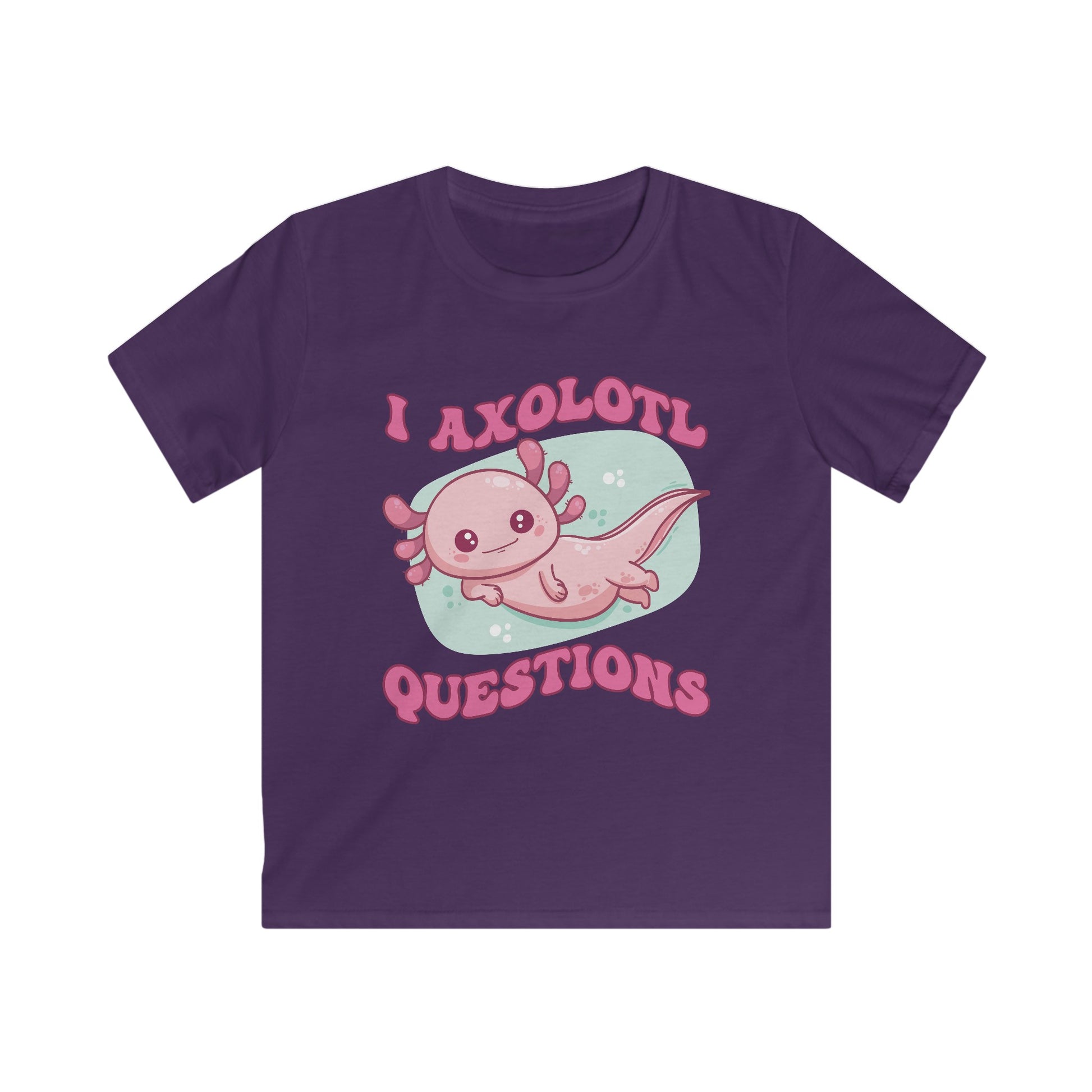 Kids T-Shirt - Cute Axolotl 'I Axolotl Questions' Funny Pun Design - OCDandApparel
