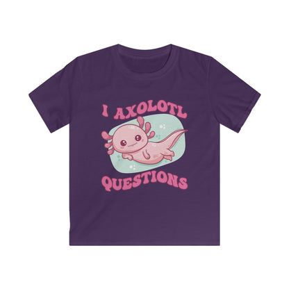 Kids T-Shirt - Cute Axolotl 'I Axolotl Questions' Funny Pun Design - OCDandApparel