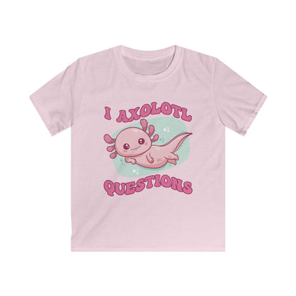 Kids T-Shirt - Cute Axolotl 'I Axolotl Questions' Funny Pun Design - OCDandApparel