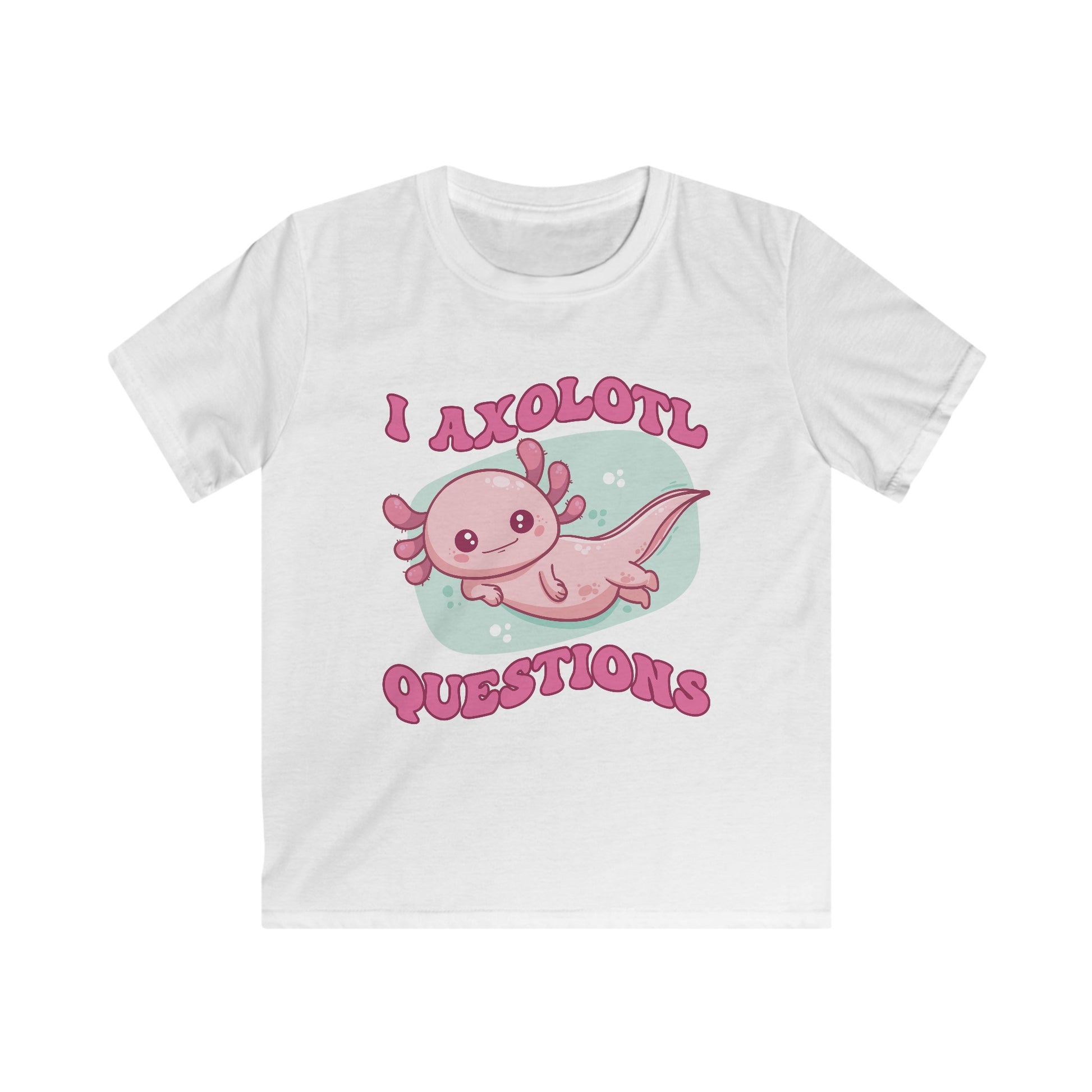 Kids T-Shirt - Cute Axolotl 'I Axolotl Questions' Funny Pun Design - OCDandApparel