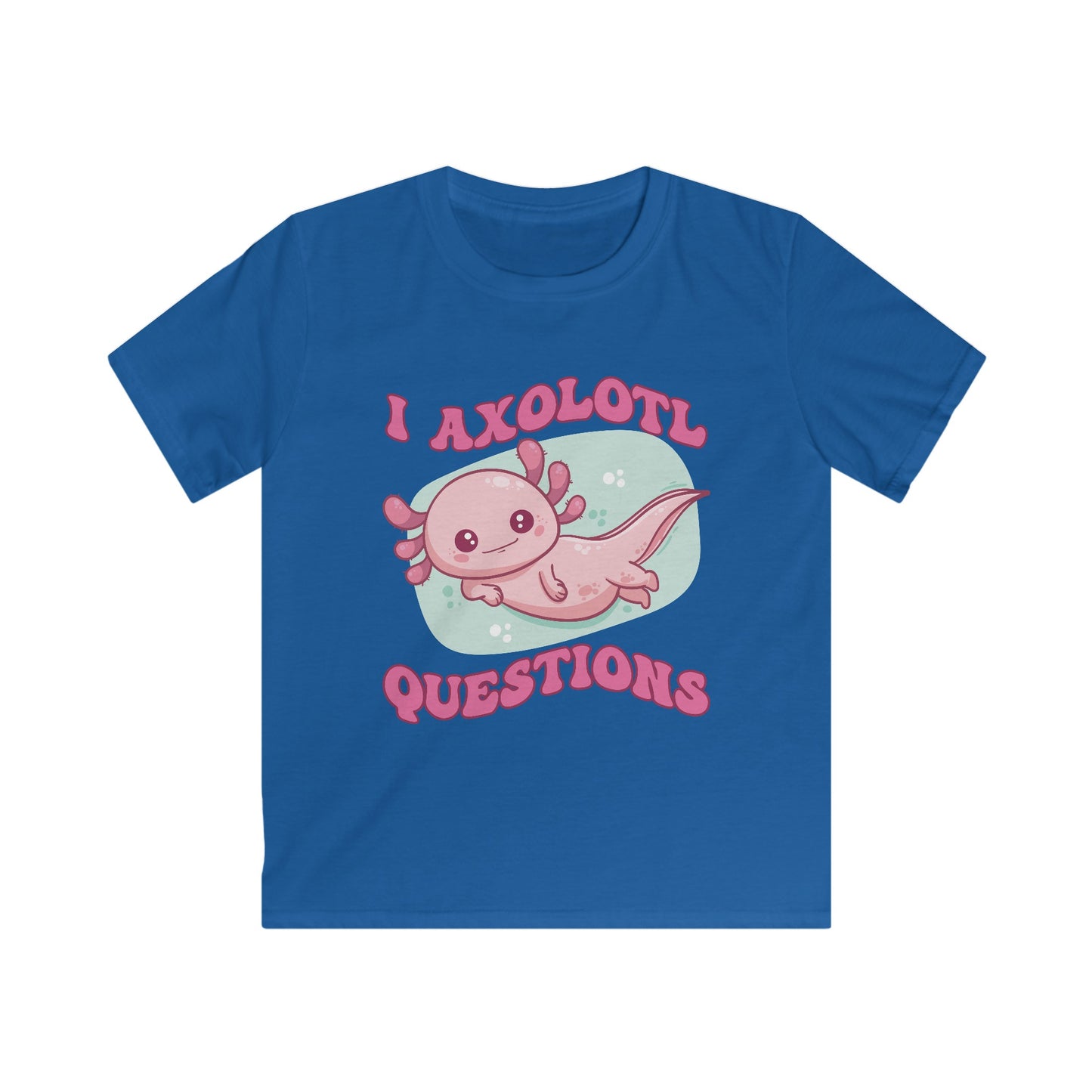Kids T-Shirt - Cute Axolotl 'I Axolotl Questions' Funny Pun Design - OCDandApparel