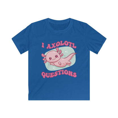 Kids T-Shirt - Cute Axolotl 'I Axolotl Questions' Funny Pun Design - OCDandApparel