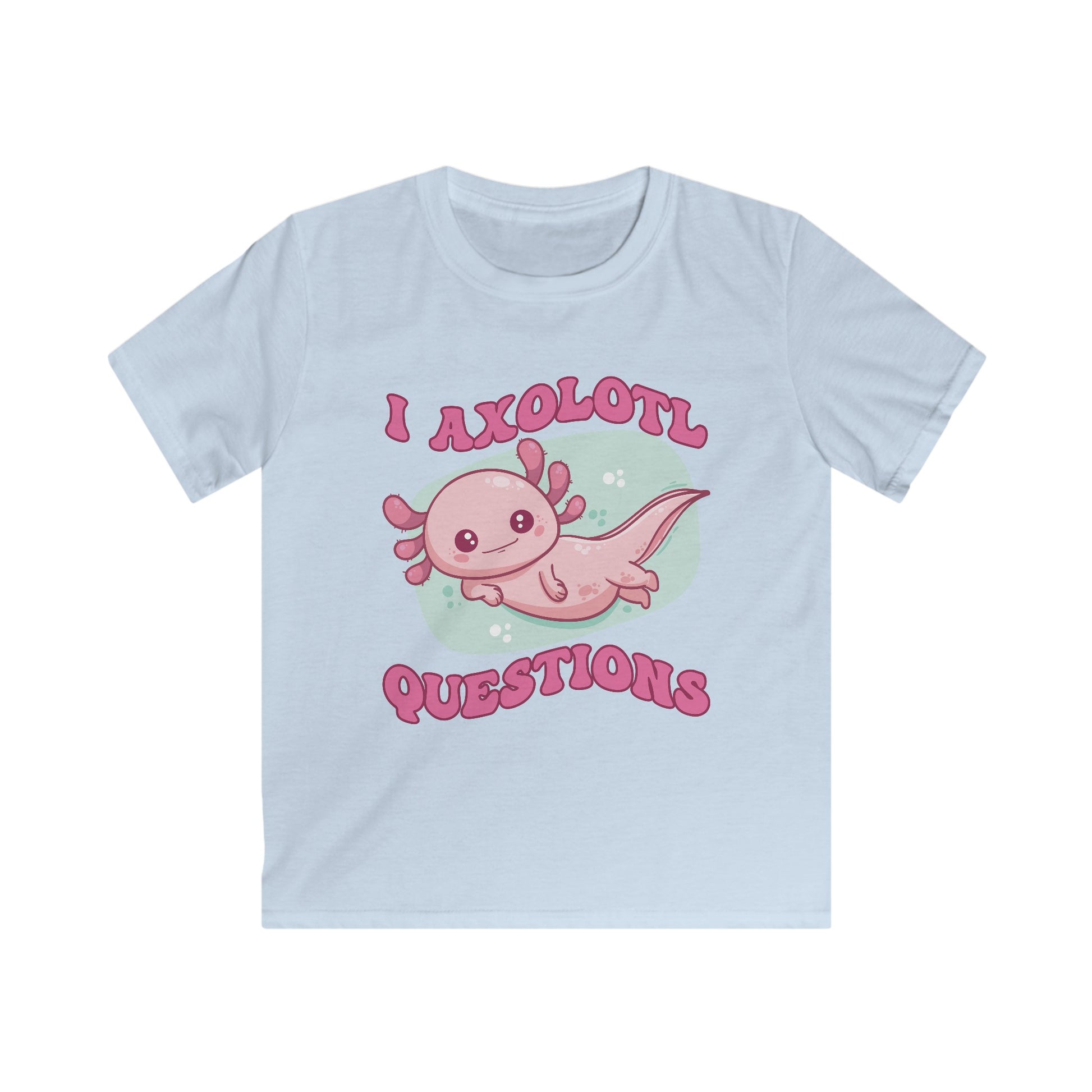 Kids T-Shirt - Cute Axolotl 'I Axolotl Questions' Funny Pun Design - OCDandApparel