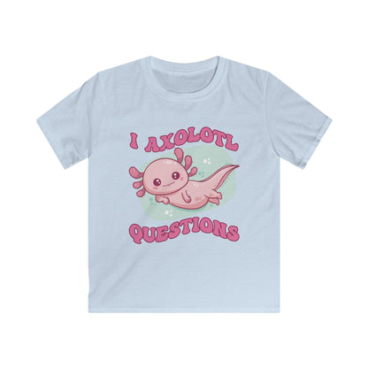 Kids T-Shirt - Cute Axolotl 'I Axolotl Questions' Funny Pun Design - OCDandApparel