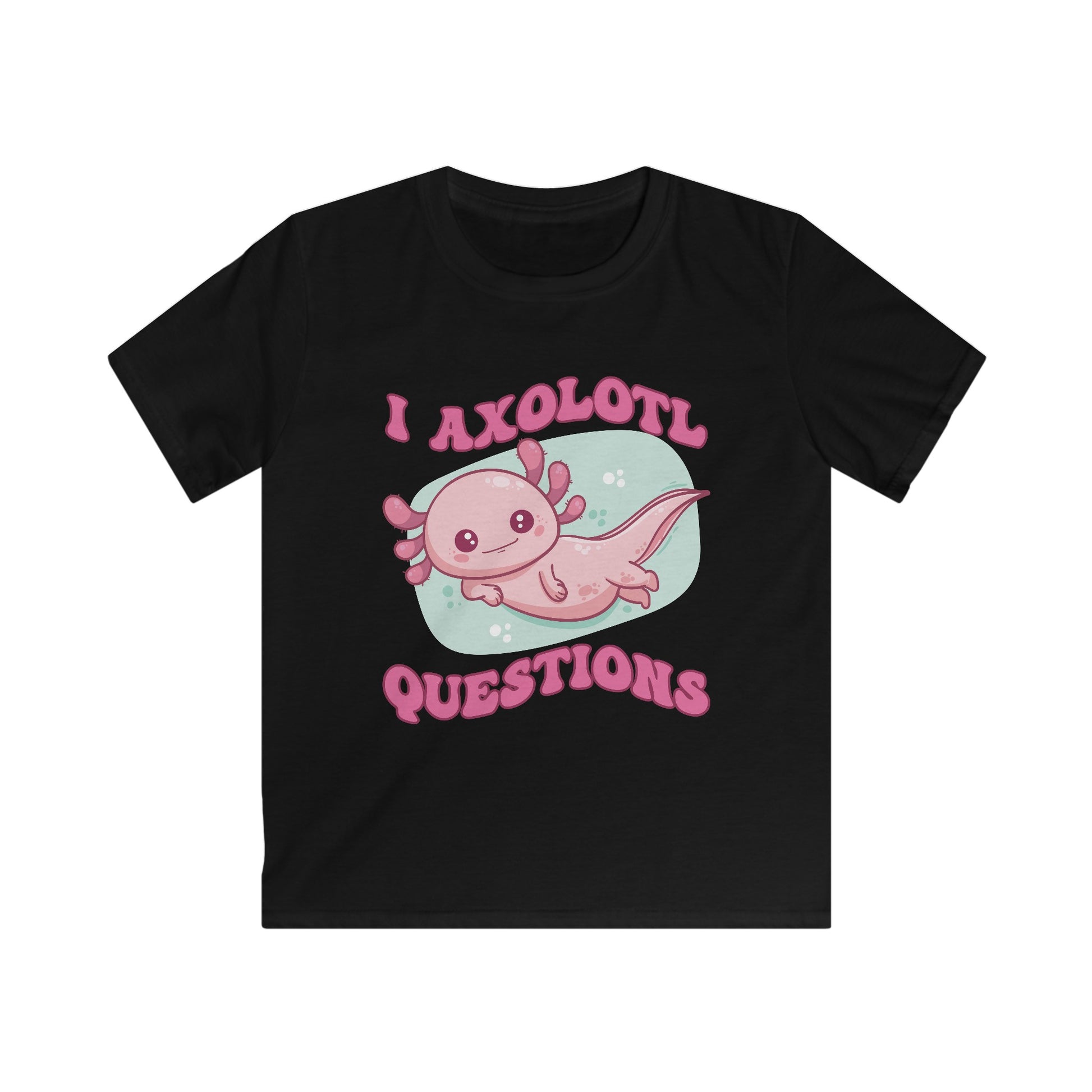 Kids T-Shirt - Cute Axolotl 'I Axolotl Questions' Funny Pun Design - OCDandApparel