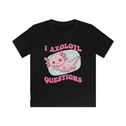 Kids T-Shirt - Cute Axolotl 'I Axolotl Questions' Funny Pun Design - OCDandApparel