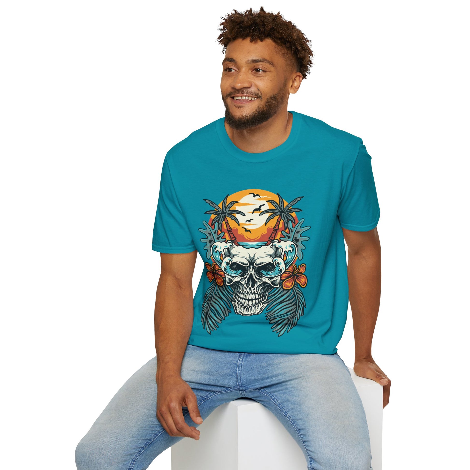 Summer Beach Skull - Unisex Softstyle T-Shirt - OCDandApparel