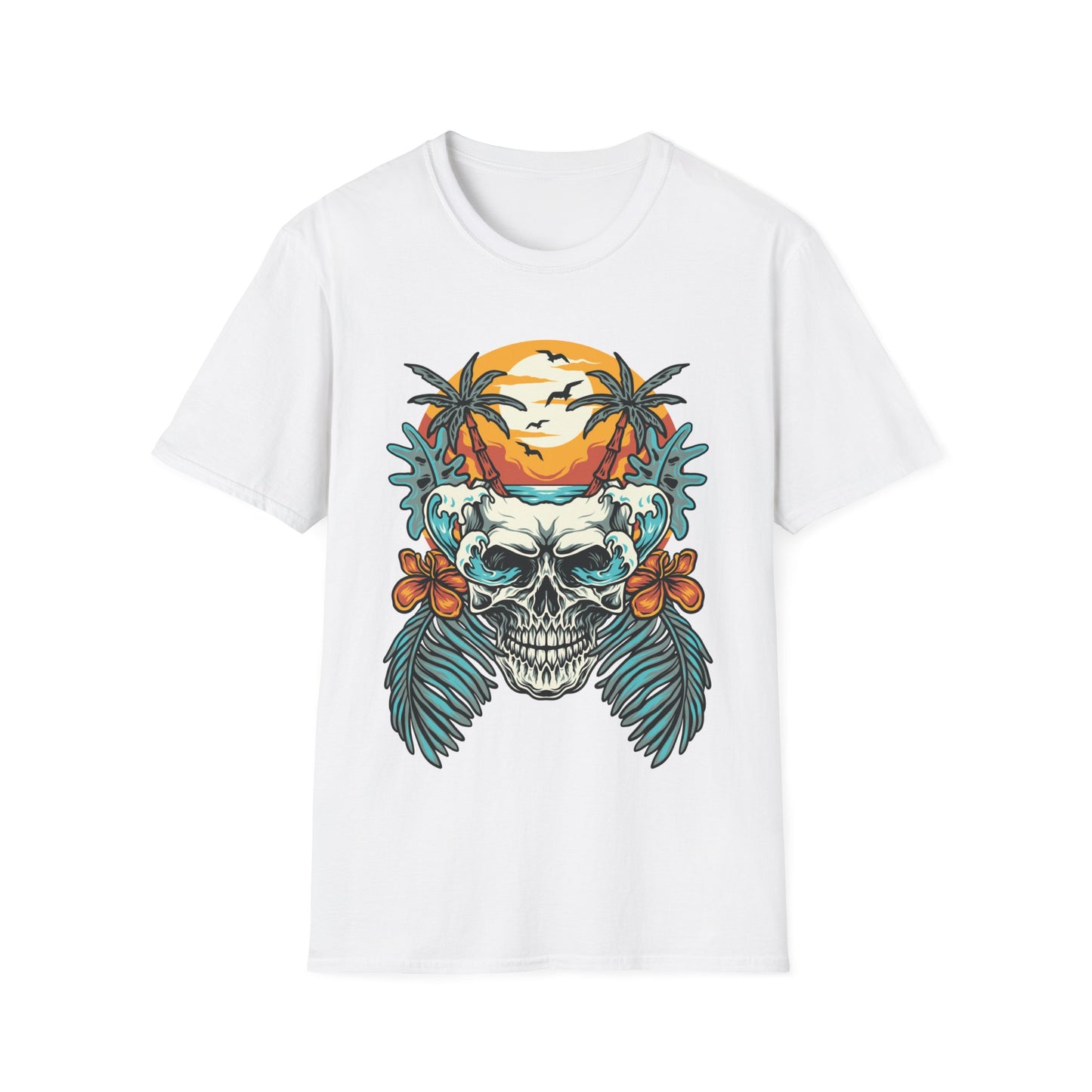 Summer Beach Skull - Unisex Softstyle T-Shirt - OCDandApparel