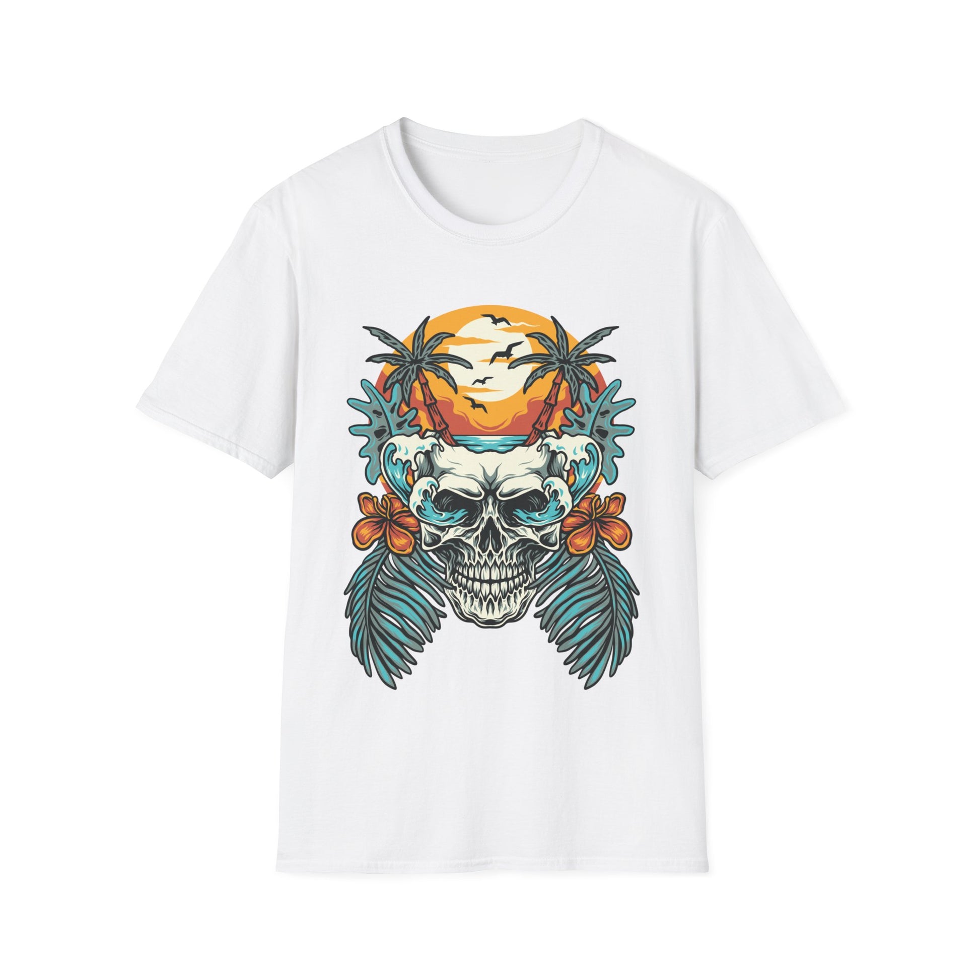Summer Beach Skull - Unisex Softstyle T-Shirt - OCDandApparel