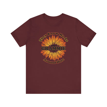 They Know Me As Grammie Around Here Sunflower - Unisex Jersey Short Sleeve Tee - OCDandApparel
