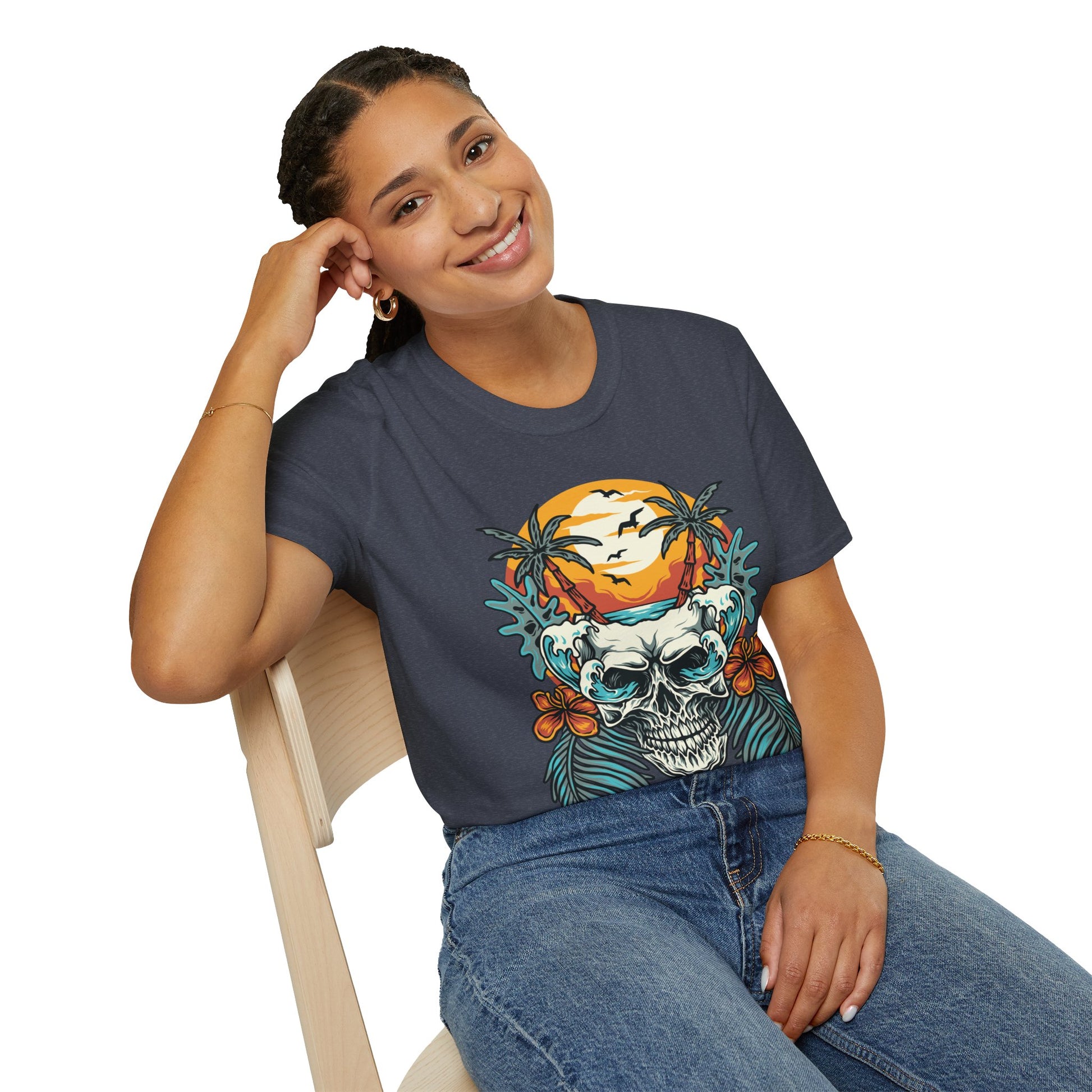 Summer Beach Skull - Unisex Softstyle T-Shirt - OCDandApparel