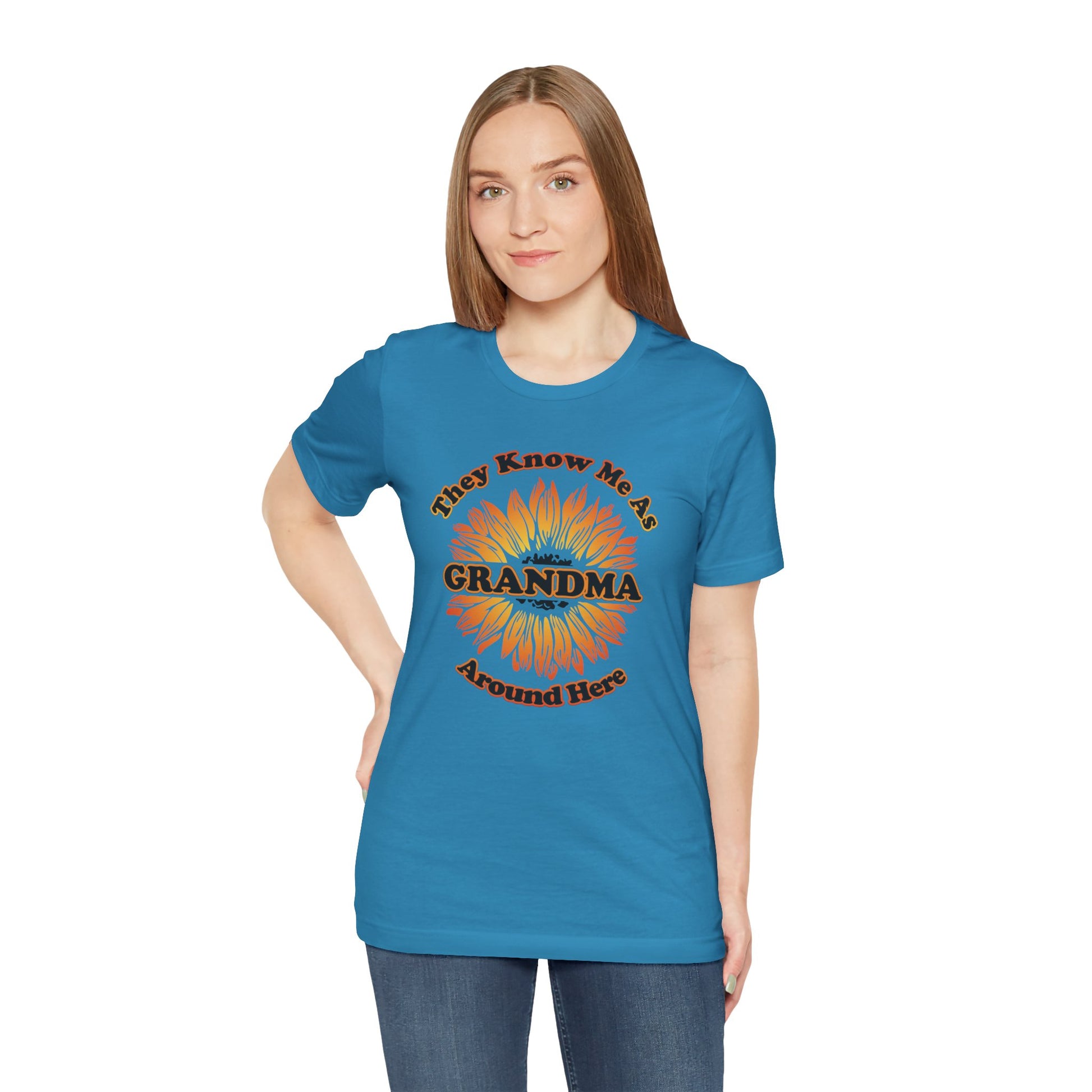 They Know Me As Grandma Around Here Sunflower - Unisex Jersey Short Sleeve Tee - OCDandApparel