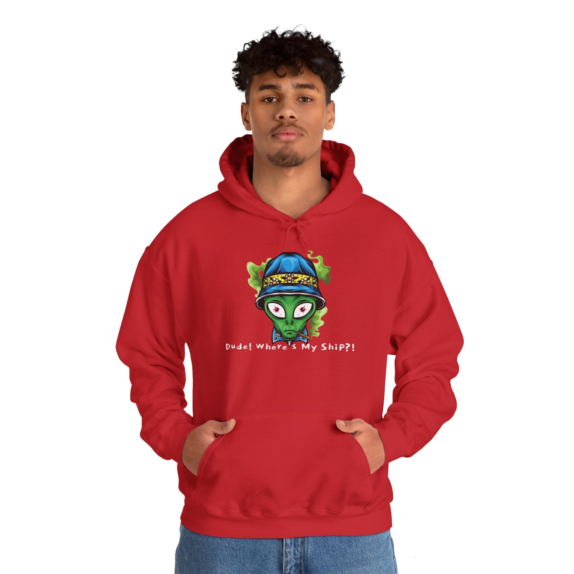 Smokin Alien - Dude, Where's My Ship? - Unisex Heavy Blend™ Hooded Sweatshirt - OCDandApparel