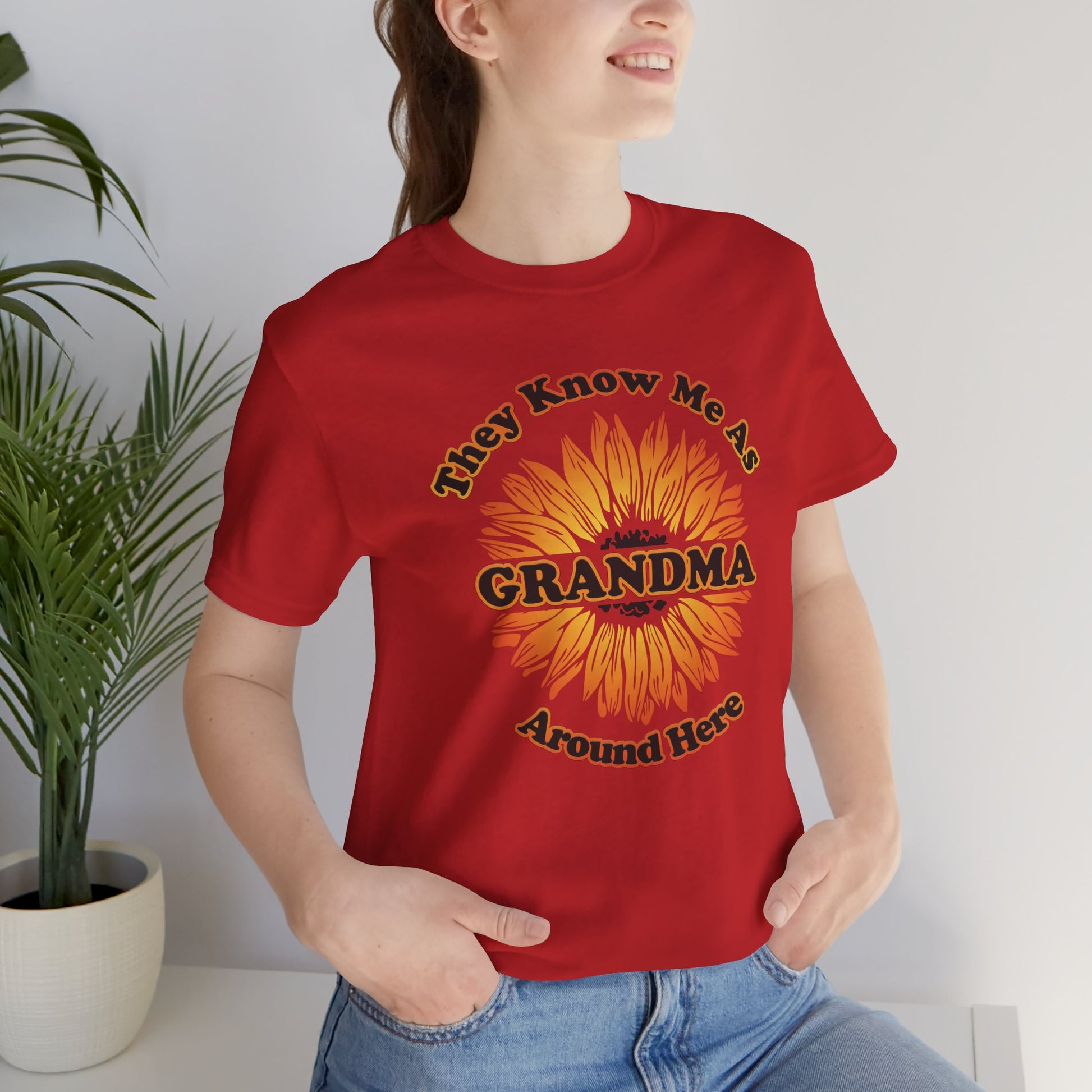 They Know Me As Grandma Around Here Sunflower - Unisex Jersey Short Sleeve Tee - OCDandApparel