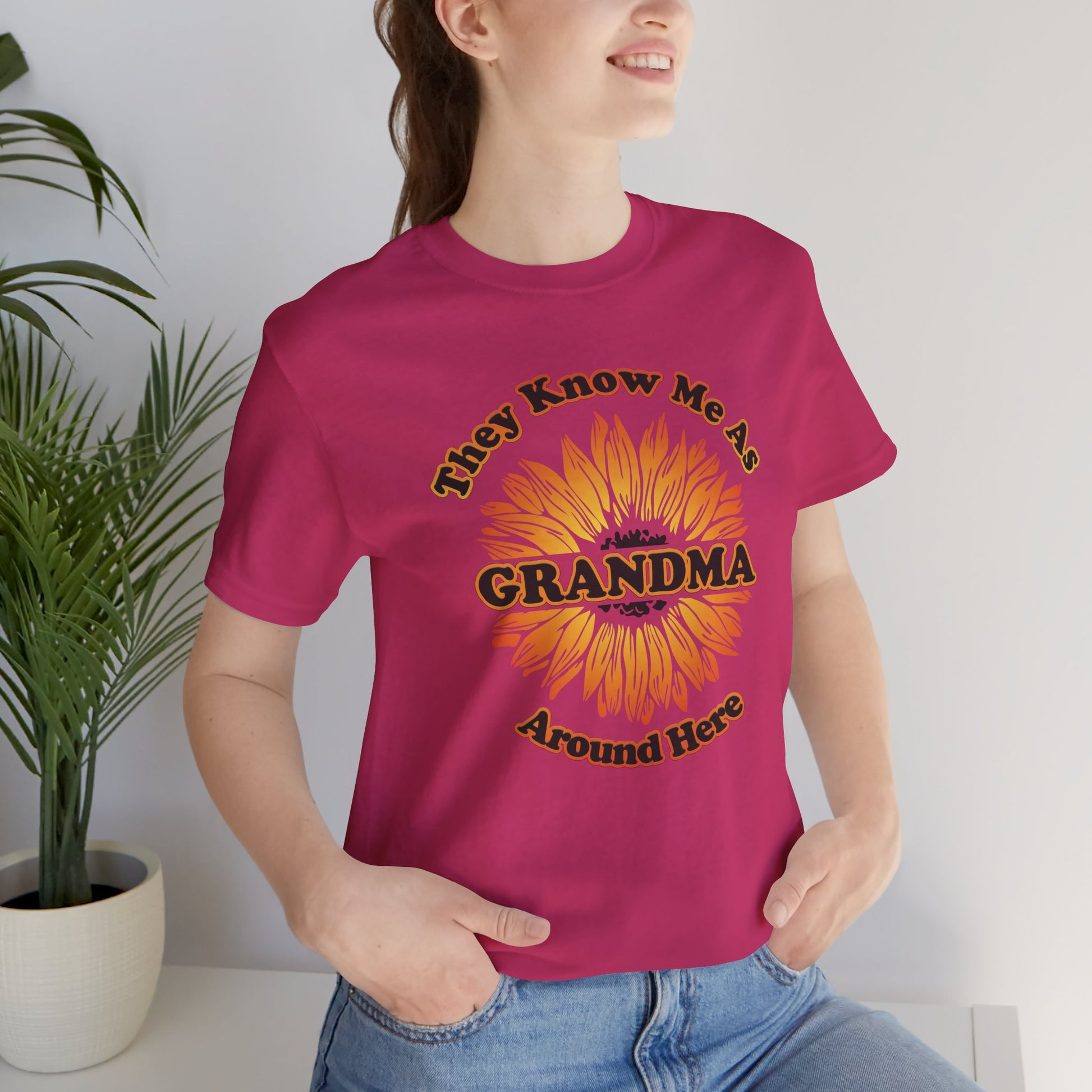 They Know Me As Grandma Around Here Sunflower - Unisex Jersey Short Sleeve Tee - OCDandApparel