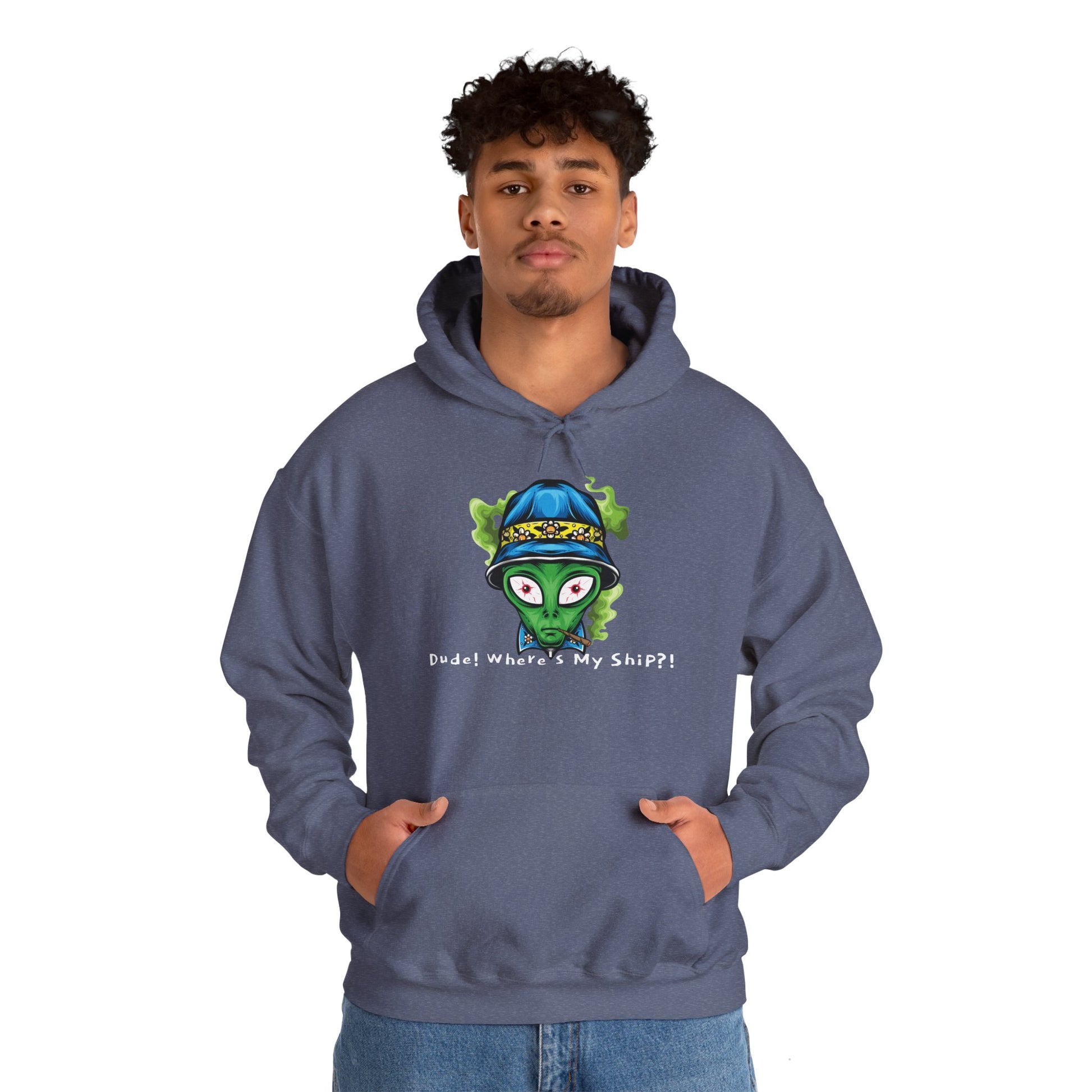 Smokin Alien - Dude, Where's My Ship? - Unisex Heavy Blend™ Hooded Sweatshirt - OCDandApparel