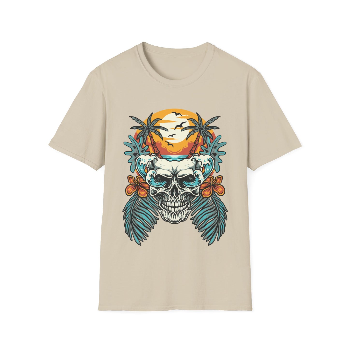 Summer Beach Skull - Unisex Softstyle T-Shirt - OCDandApparel