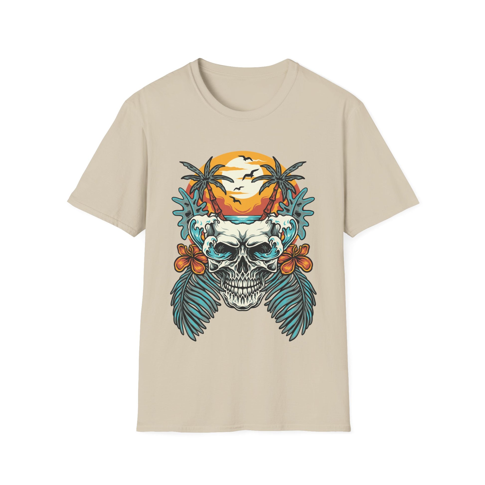 Summer Beach Skull - Unisex Softstyle T-Shirt - OCDandApparel