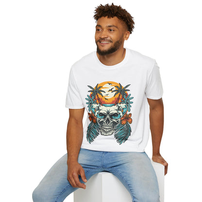 Summer Beach Skull - Unisex Softstyle T-Shirt - OCDandApparel