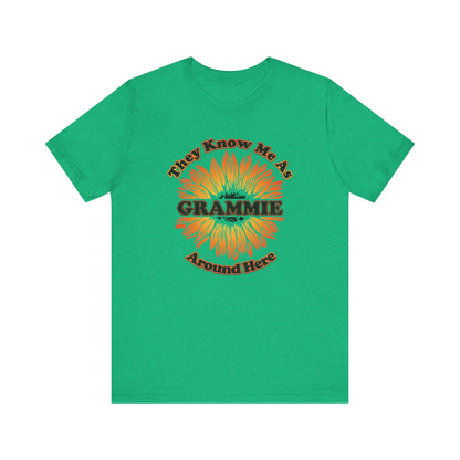 They Know Me As Grammie Around Here Sunflower - Unisex Jersey Short Sleeve Tee - OCDandApparel