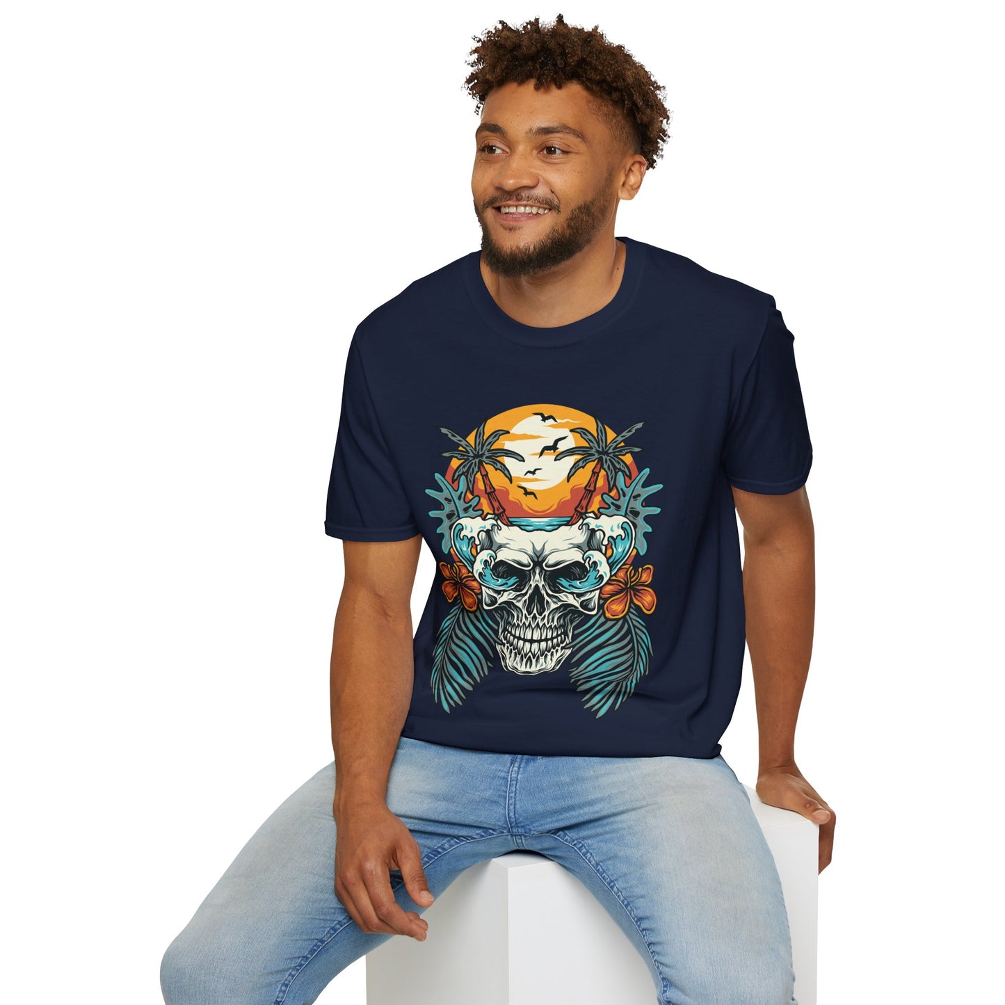 Summer Beach Skull - Unisex Softstyle T-Shirt - OCDandApparel