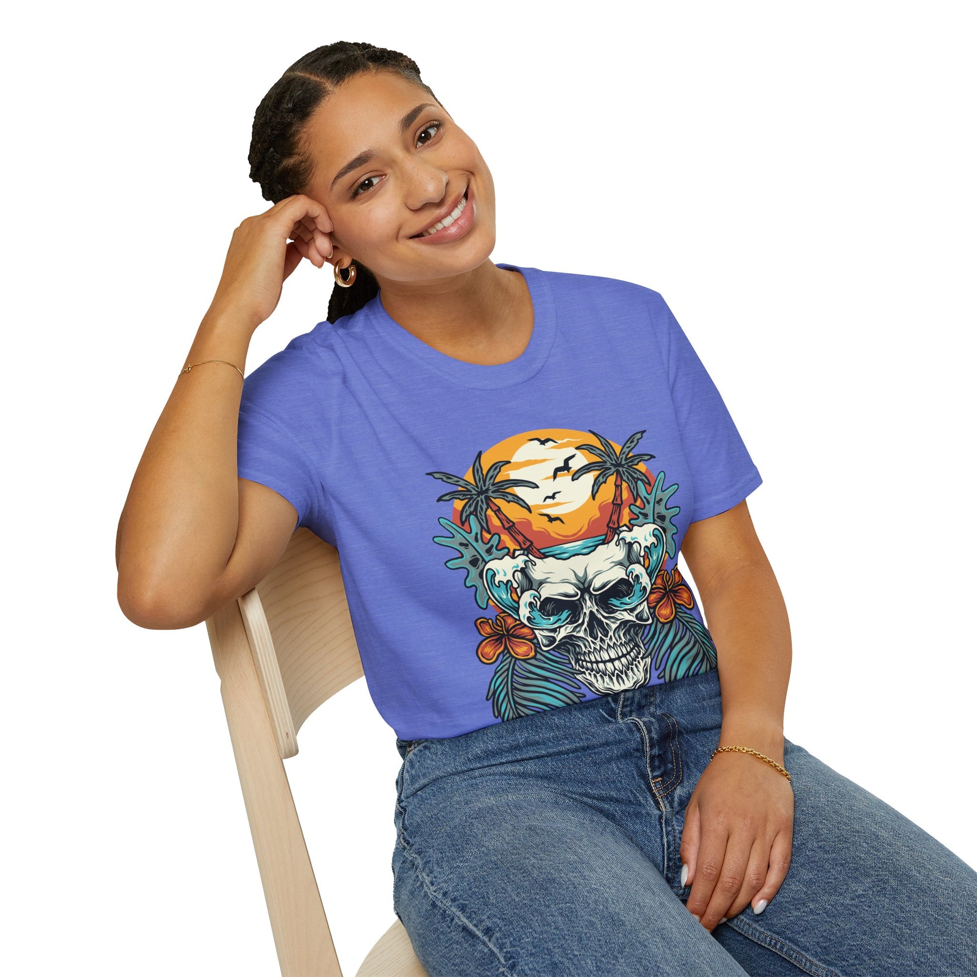 Summer Beach Skull - Unisex Softstyle T-Shirt - OCDandApparel