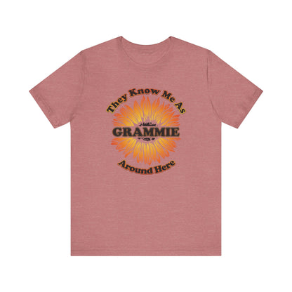 They Know Me As Grammie Around Here Sunflower - Unisex Jersey Short Sleeve Tee - OCDandApparel