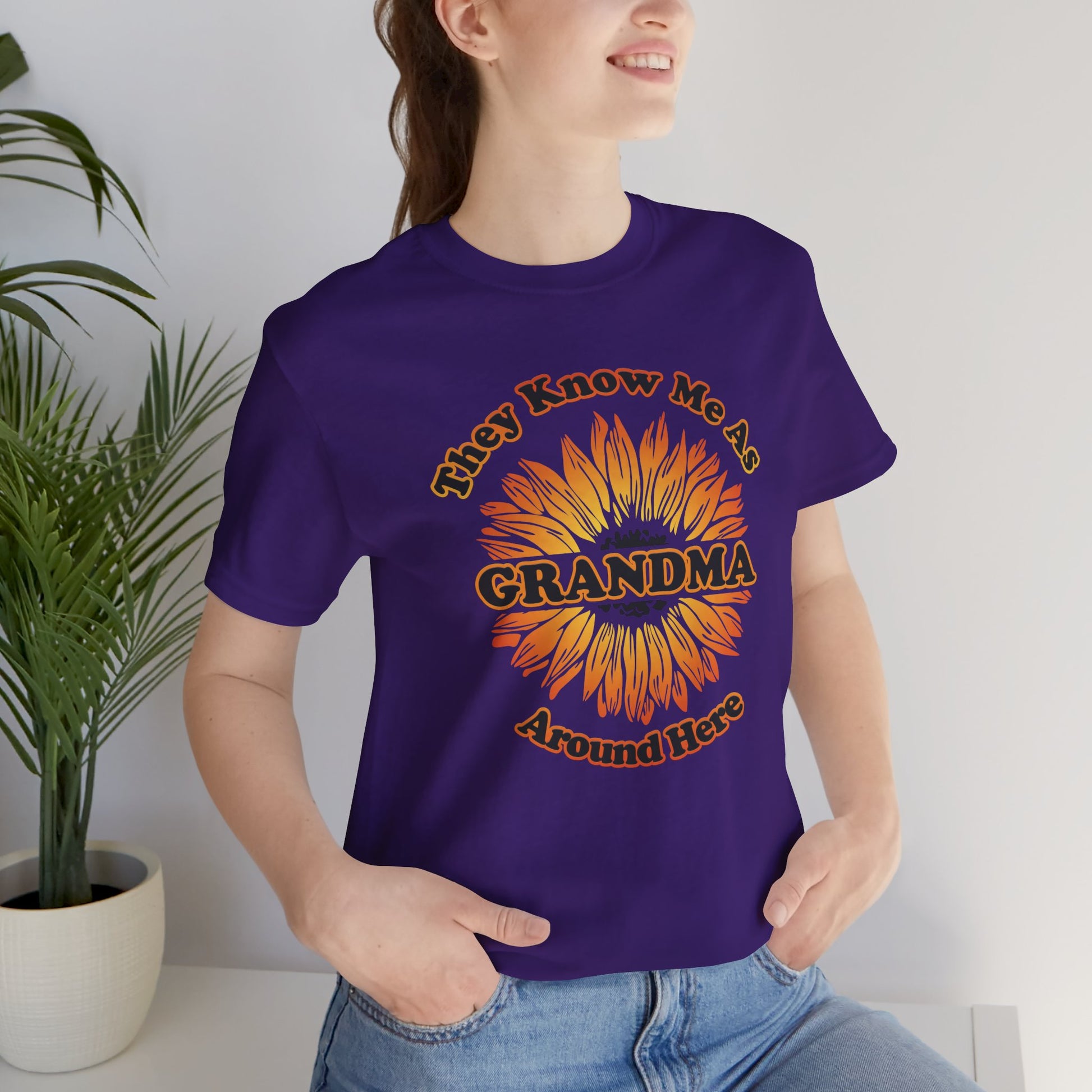 They Know Me As Grandma Around Here Sunflower - Unisex Jersey Short Sleeve Tee - OCDandApparel