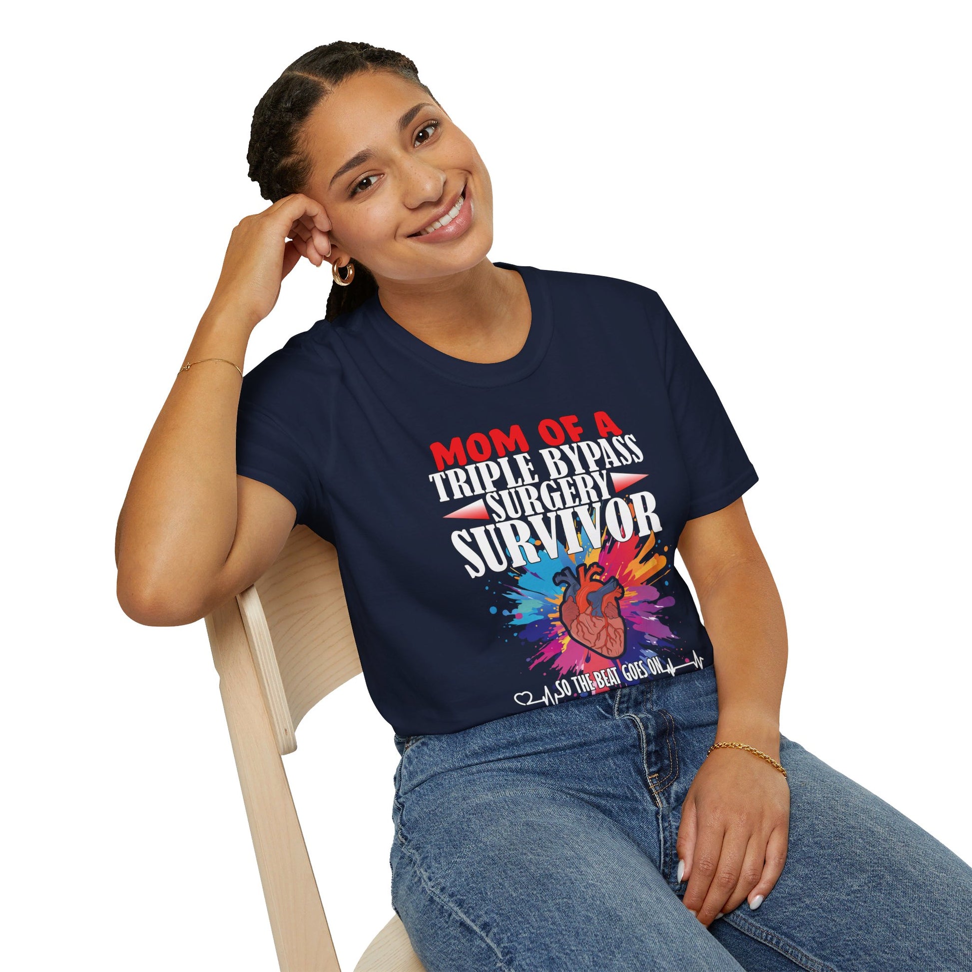 Mom of a Triple Bypass Surgery Survivor - Unisex Softstyle T-Shirt - OCDandApparel