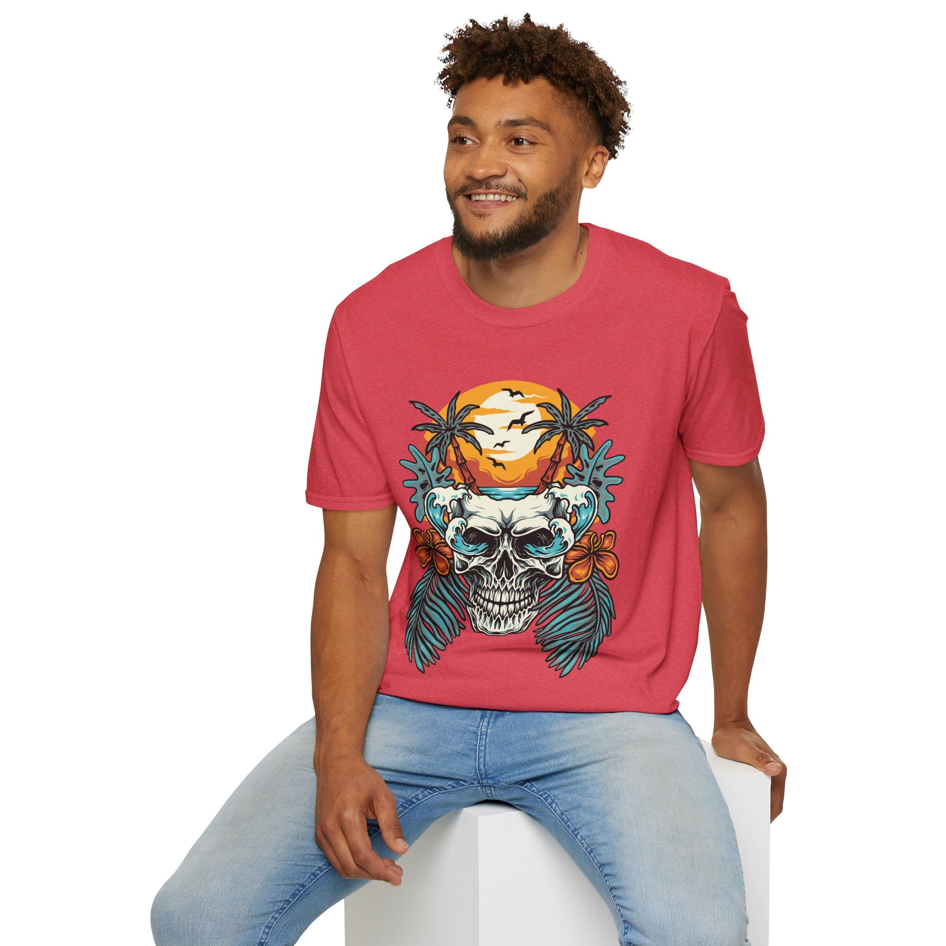 Summer Beach Skull - Unisex Softstyle T-Shirt - OCDandApparel