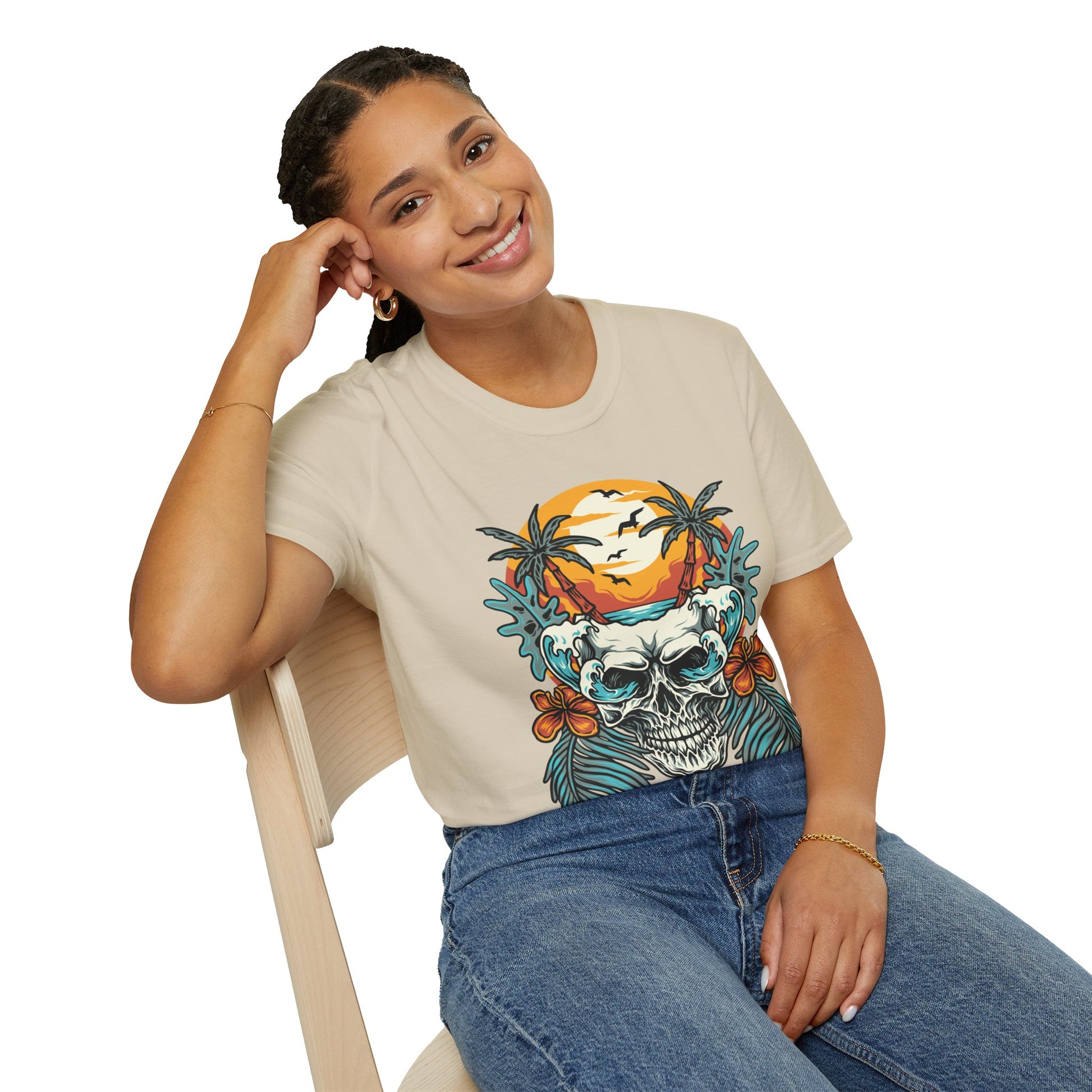 Summer Beach Skull - Unisex Softstyle T-Shirt - OCDandApparel