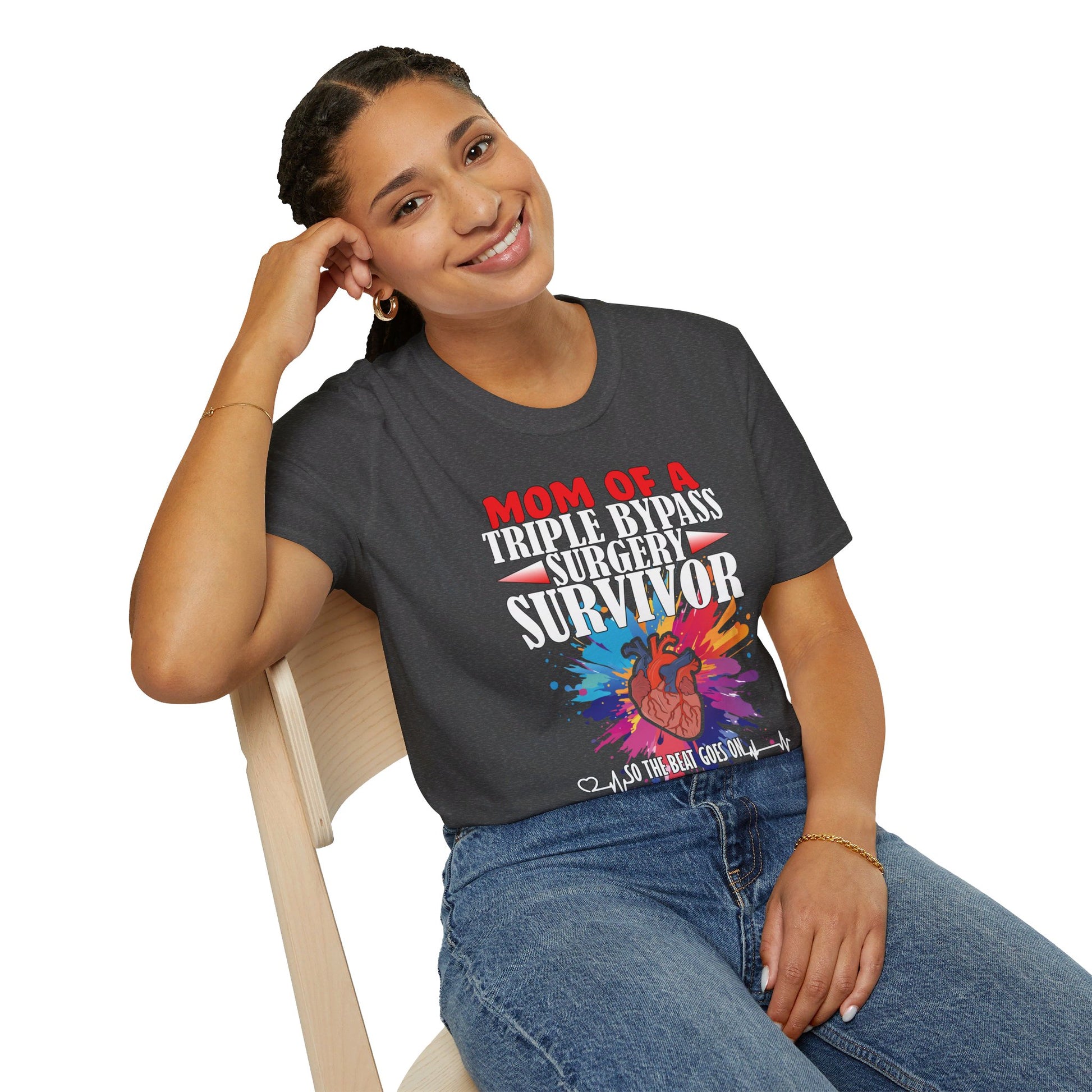 Mom of a Triple Bypass Surgery Survivor - Unisex Softstyle T-Shirt - OCDandApparel