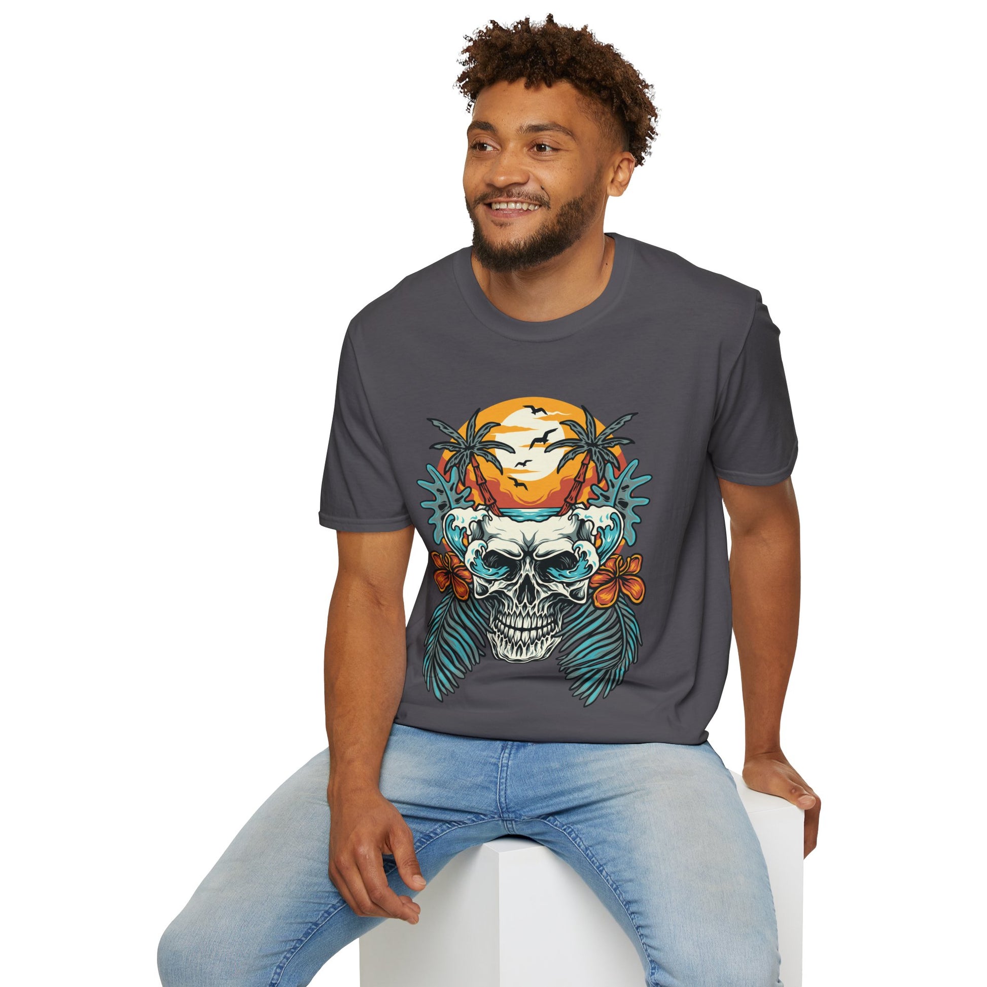 Summer Beach Skull - Unisex Softstyle T-Shirt - OCDandApparel