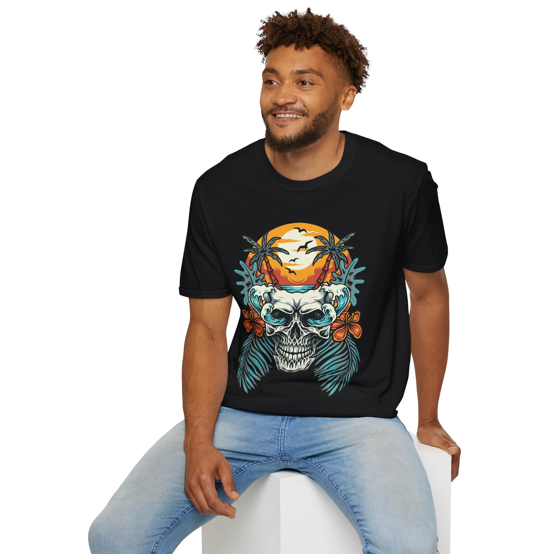 Summer Beach Skull - Unisex Softstyle T-Shirt - OCDandApparel