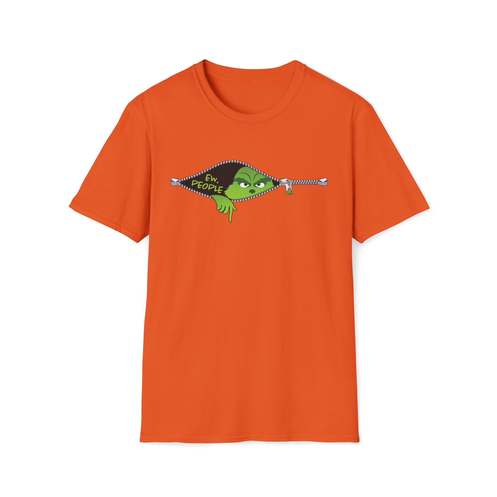 "Ew. People." Grinch in a Zipper Shirt - Unisex Softstyle T-Shirt - OCDandApparel