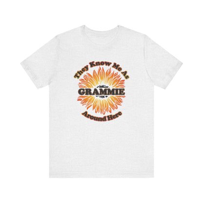 They Know Me As Grammie Around Here Sunflower - Unisex Jersey Short Sleeve Tee - OCDandApparel
