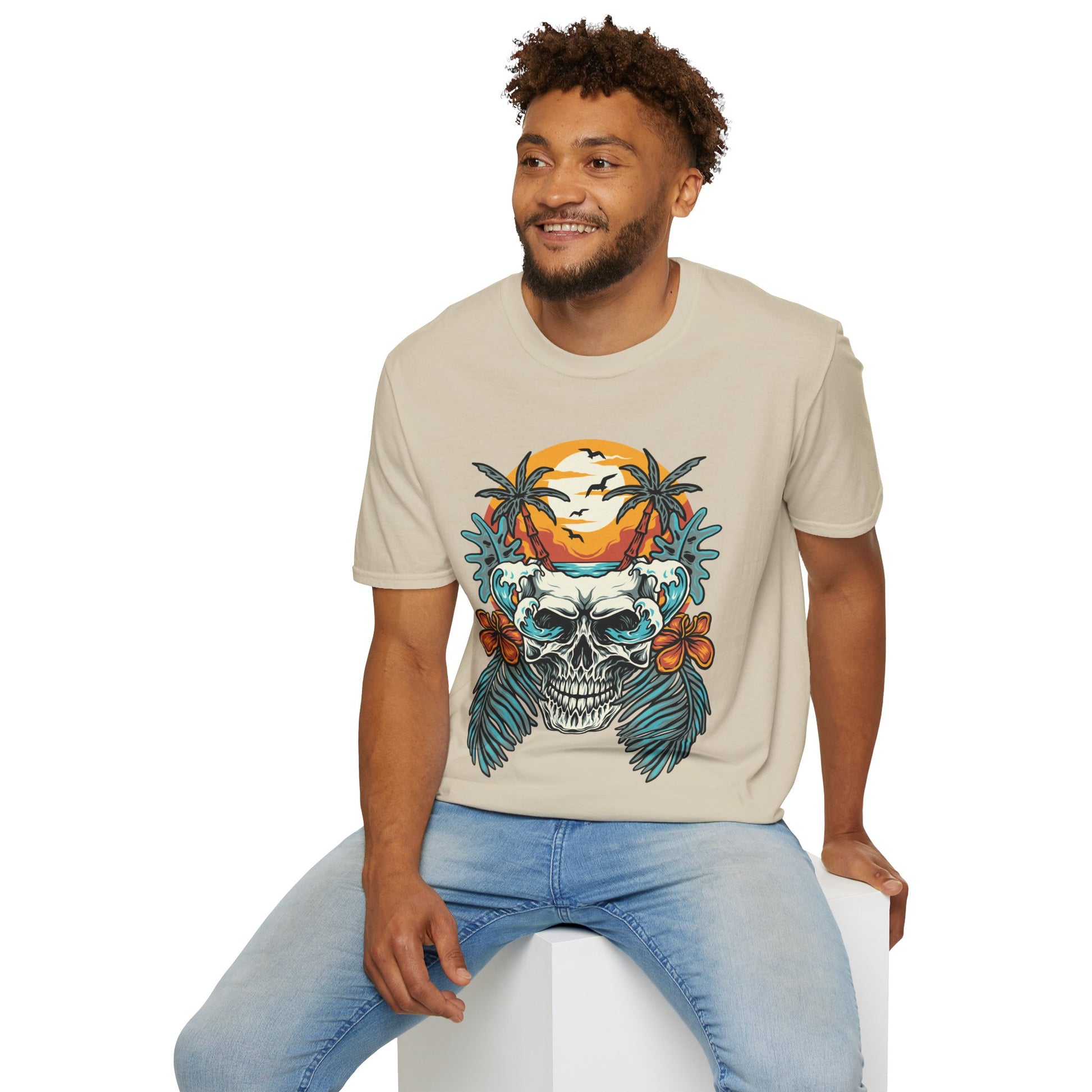 Summer Beach Skull - Unisex Softstyle T-Shirt - OCDandApparel